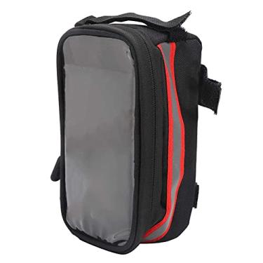 Imagem de Bolsa de telefone com tubo frontal para quadro de bicicleta, longa vida útil conveniente para usar tela sensível ao toque bolsa de tubo frontal à prova d'água para a família