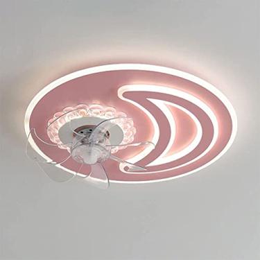 Imagem de SXSGSM Ventilador de teto doméstico Luz de teto quarto infantil estrelas lua quarto ventilador de teto luz restaurante casa estudo moderno ventilador silencioso infantil lustre o novo