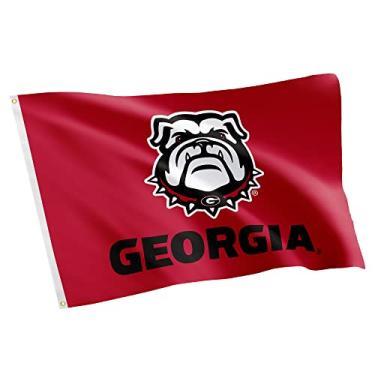 Imagem de Desert Cactus Bandeira da Universidade da Geórgia Bulldogs UGA Dawgs 100% poliéster interno externo 3 pés x 5 pés bandeira (design 3)