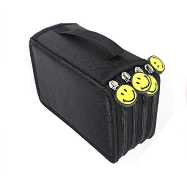 Imagem de Estojo de lápis Elonglin bolsa para caneta prática e grande, multicamadas, com alça para lápis de aquarela, lápis de cor Prismacolor, Crayola, e canetas Marco, 72 compartimentos, preto