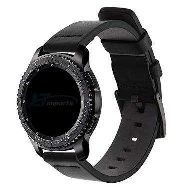 Imagem de Pulseira de Couro 22mm compatível com Samsung Galaxy Watch 3 45mm - Galaxy Watch 46mm - Gear S3 Frontier - Gear S3 Classic - Amazfit GTR 47mm - Marca Ltimports (Preto)