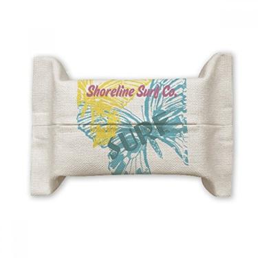 Imagem de Summer Shoreline Surf Butterfly Suporte de capa de papel para lenços faciais Bolsa de linho de algodão