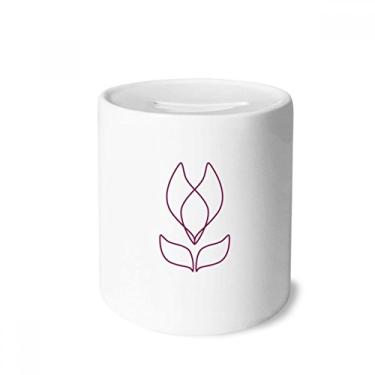 Imagem de DIYthinker Caixa de moedas de cerâmica com estampa de flor de linha, caixa de dinheiro