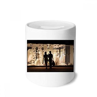 Imagem de DIYthinker Lovers Casamentos Noite Cena Fotografia Dinheiro Caixa de Cerâmica Porta-Moedas Presente