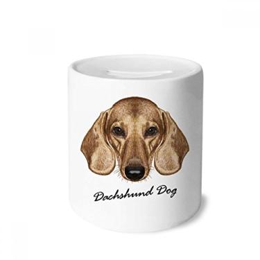 Imagem de Caixa de moedas marrom com estampa de animal Dachshund de perna curta para presente de cofrinho