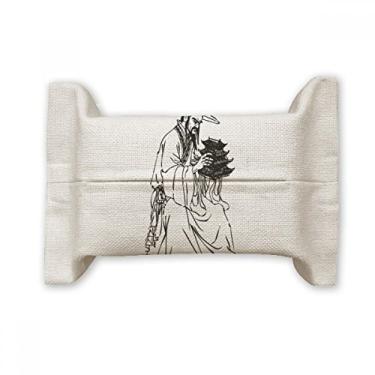 Imagem de Dao Religion China Ink Ppriest Suporte de capa de papel para lenços faciais Saco de linho de algodão
