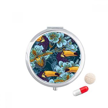 Imagem de Caixa de comprimidos de animais Orquídea com padrão contínuo quadrado de pássaro de orquídea, dispensador de remédios