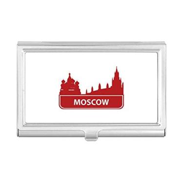 Imagem de Moscow Rússia Carteira com estampa de marco vermelho para cartões de visita