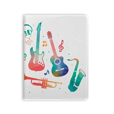 Imagem de Diário de capa macia com estampa de instrumentos coloridos, verde música, rosa
