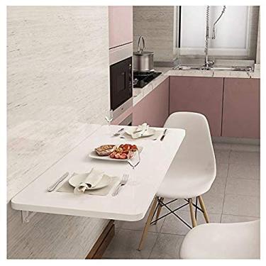 Imagem de Mesa de computador compacta branca montada na parede mesa de jantar resistente dobrável mesa de estudo mesa de trabalho para escritório em casa - 90 cm 30 cm