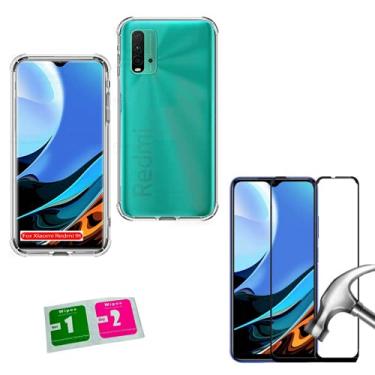 Imagem de Kit Capa Anti Impacto + Película 3D/9D Cobre Tudo Compatível Xiaomi Redmi 9T