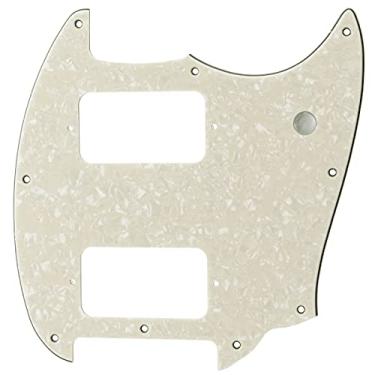 Imagem de Musiclily Pro 11 Furos Canto Redondo HH Escudo Mustang Pickguard para Guitarra Mustang Squier Bullet Series, 4 Camadas Branco Envelhecido Perolado
