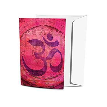 Imagem de Tree-Free Greetings Conjunto de cartões de notas com tema de Buda ecológico com envelopes, feito nos EUA com papel 100% reciclado em uma instalação alimentada por energia solar, Pink Om, pacote com 12 (FS56148)