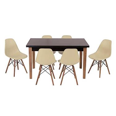 Imagem de Conjunto Mesa de Jantar Luiza 135cm Preta com 6 Cadeiras Eames Eiffel - Nude
