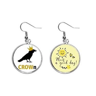 Imagem de Coroa de corvo Asa de animal Art Déco, presente moderno gota de orelha flor de sol joia moderna