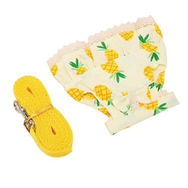 Imagem de Coleira para Coelho, Correia de Nylon para Todas As Estações Conjunto de Coleira para Vestido de Animal de Estimação Pequeno Ajustável Fácil de Usar para Caminhar para Passear para Hamster para (M abacaxi amarelo)