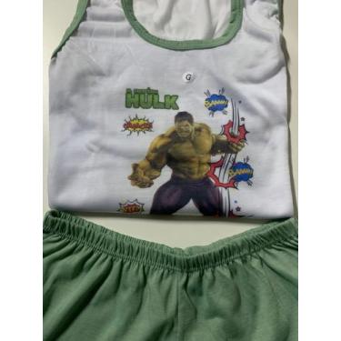 Imagem de Pijama Infantil Camiseta De Malha Hulk G - Mikalu