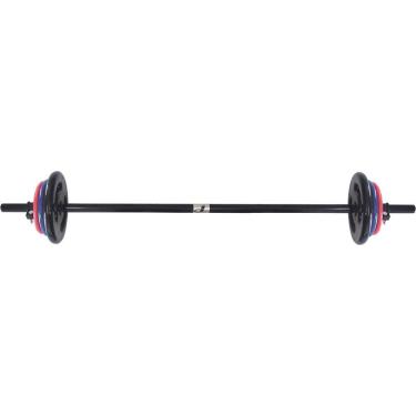 Imagem de Kit Polipump com Barra Preta com 16kg de anilhas emborrachadas Preta Poli Sports