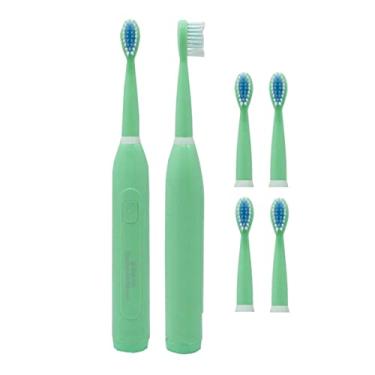 Imagem de Escova De Dente Elétrica Com 5 Modos De Limpeza Recarregável Com Cabo USB Inclui + 4 Cabeças Refis Resistente A Água Cores Verde, Branco Ou Rosa LINHA PREMIUM SYANG (VERDE)
