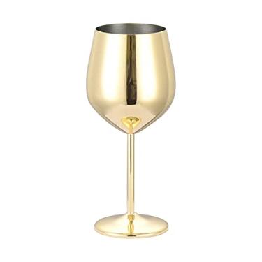 Imagem de 2 peças de vidro de aço inoxidável, 520 ml de taça de vinho de alta qualidade, copo de vinho de metal portátil, taças de vinho, taças de vinho grossas, taças de vinho, taças de vinho tinto, taça de vinho para festivais, festas, dourado