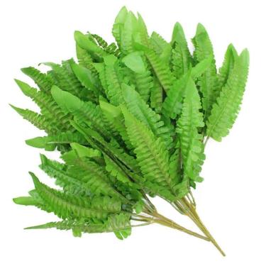 Imagem de Ramo Decoração Arranjo Samambaia Planta Artificial Verde Plástico 6 Galhos 35cm