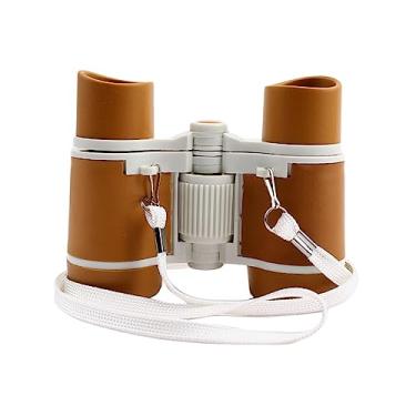 Imagem de ＫＬＫＣＭＳ Brinquedo de ampliação para crianças binóculos de selva lupa com cordão educativo telescópio 4x30 para crianças binóculos de brinquedo para, Café escuro