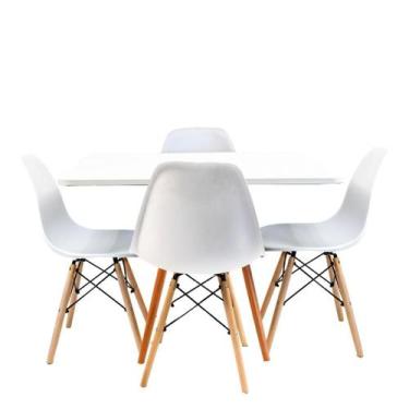 Imagem de Conjunto Mesa Jantar Quadrada Eiffel 80cm Branco Mdf + 4 Cadeiras Char
