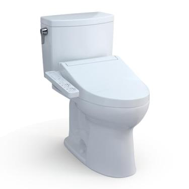 Imagem de TOTO WASHLET+ Drake II 1G duas peças alongado 1.0 GPF vaso sanitário e WASHLET+ C2 assento de bidê, algodão branco - MW4543074CUFG#01