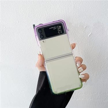 Imagem de Para Samsung Z Flip 4 Slim Thin Gradient Colorful High Clear Shockproof Protective PC TPU Silicone Case for Galaxy Z Flip3 5G Z3, Gradient Purple gree, For Galaxy Z Flip 3