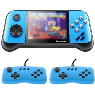Imagem de Console de jogos portátil para crianças e adultos, reprodutor de videogame portátil com jogos pré-carregados, economia de progresso e conexão com a TV (azul)