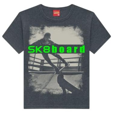 Imagem de Camiseta Infantil KYLY Skateboard Skatista Blusa Tam 10 a 16 Cor:Cinza;Tamanho:16