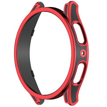 Imagem de MOTONG Capa protetora para relógio de PC com protetor de tela de vidro temperado compatível com Samsung Galaxy Watch 5 Pro 45 mm (45 mm preto + vermelho)