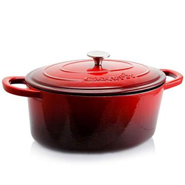 Imagem de Crock-Pot Artisan Oval Esmaltado Ferro Fundido Forno Holandês, 7-Quart, Vermelho Escarlate