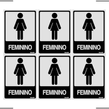 Imagem de Combo 6 Placas De Sinalização Banheiro Feminino 15x20 Ekomunike - B-565 F9e