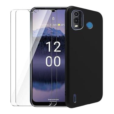 Imagem de WDMYLFTW Capa para Nokia G11 Plus + [pacote com 2] Película protetora de tela de vidro temperado - Capa protetora de TPU (poliuretano termoplástico) macio e flexível à prova de choque para Nokia G11