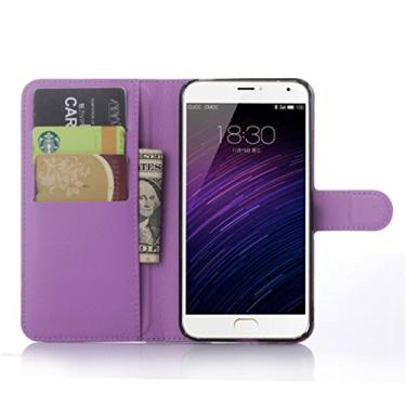 Imagem de Capa carteira MEIZU MX5, capa carteira flip de couro PU premium com compartimento para cartão, suporte e fecho magnético [capa interna à prova de choque de TPU] Compatível com MEIZU MX5