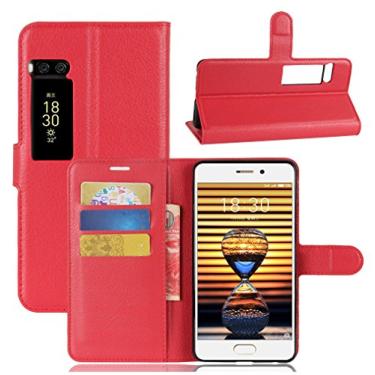 Imagem de Capa carteira MEIZU Pro 7, capa carteira flip de couro PU premium com compartimento para cartão, suporte e fecho magnético [capa interior à prova de choque de TPU] Compatível com MEIZU Pro 7