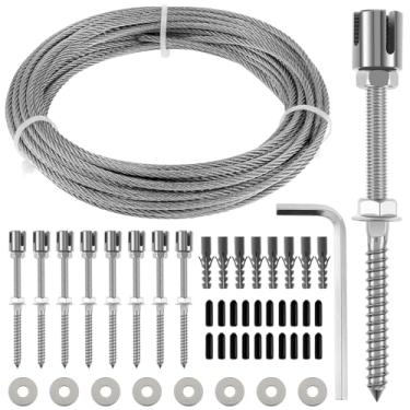 Imagem de Treliça de arame para plantas trepadeiras ao ar livre 39/52 pés 1/8 "cabos de arame T316 Kit de treliça de fio de parede de aço inoxidável de treliça de cabo Kits de treliça de fio tensionado para par