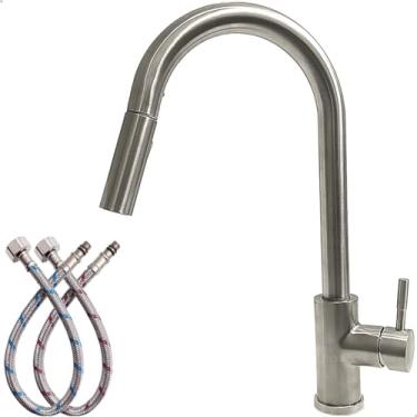 Imagem de Dona D Cor, Torneira Cozinha Gourmet Inox Escovado Bica Alta Misturador Monocomando Are...