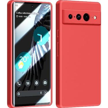Imagem de Dssairo Capa para Google Pixel 7 Pro, com proteção total da câmera, capa protetora fina de silicone líquido à prova de choque [forro de microfibra] (vermelha)