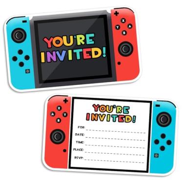 Imagem de Yangmics Direct Convites de preenchimento de festa de aniversário de videogame, convites de festa de videogame, decorações, lembrancinhas para meninos e crianças, 30 convites + 30 envelopes