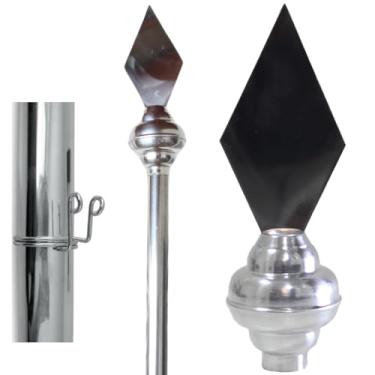 Imagem de Kit Com 1 Mastro 2mts + 1 Ponteira Em Aluminio Polido Para Bandeiras