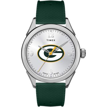 Imagem de Timex Relógio feminino NFL Athena 40 mm – Green Bay Packers com pulseira de silicone verde