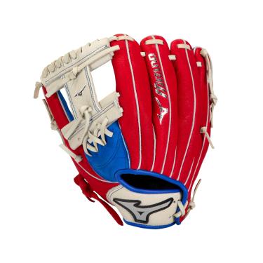 Imagem de Mizuno Luva de beisebol unissex Youth Prospect Series PowerClose™ 28 cm | Deep III Web | Arremesso para mão esquerda | Vermelho real