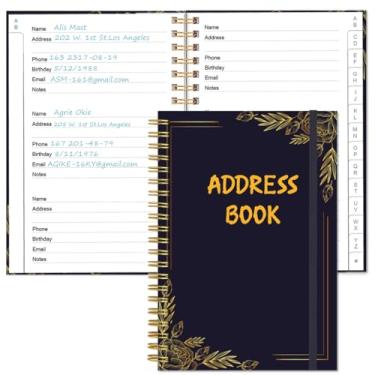 Imagem de Livro de endereços com abas alfabéticas - Telefone e agenda de endereços com contatos de endereço, data especial, telefone, aniversário e senha de login na Internet para casa e escritório, 10,9 cm x