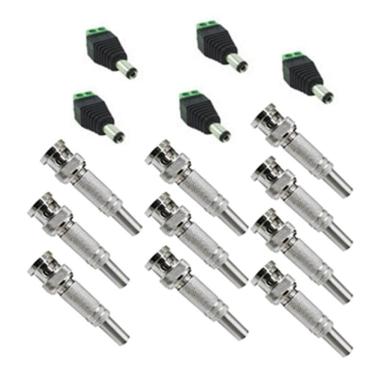 Imagem de Kit 10 conector bnc e 5 p4 macho para câmera cctv instalação