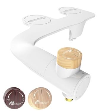 Imagem de Bidet Bidet Essential Acessório de vaso sanitário branco com bocal duplo, spray de água doce, não elétrico, fácil de instalar, entrada de latão e válvula interna