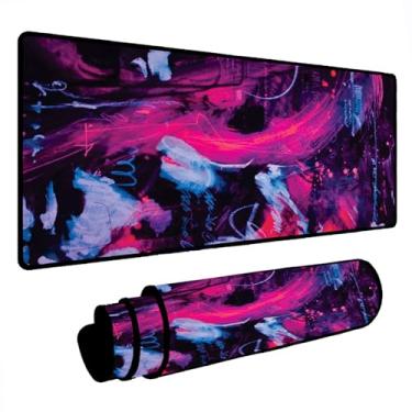 Imagem de Novo Mouse Pad Gamer Deskpad Speed Extra Grande Borda Costurada Profissional Varios Tamanhos - Abstract Roxo (100x50)