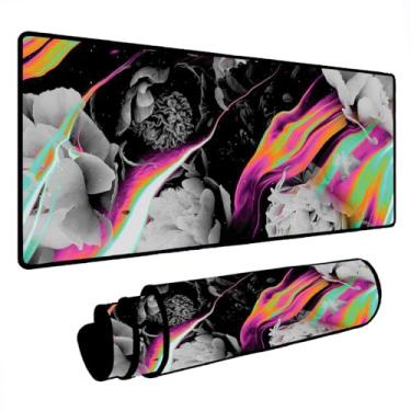 Imagem de Novo Mouse Pad Gamer Deskpad Speed Extra Grande Borda Costurada Profissional Varios Tamanhos - Floral Colors (120x60)