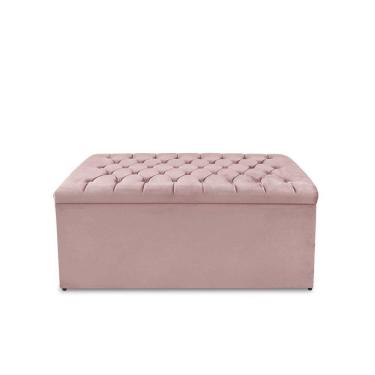 Imagem de Calçadeira Baú Estofada Dunas Solteiro 90 Cm - Veludo Rose
